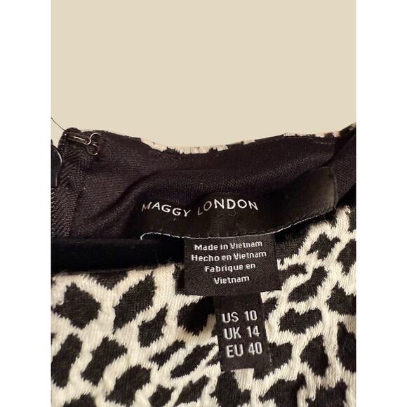 Maggy London Sz 10 Cap Sleeve Dress Animal Print Preppy Professional Formal - Picture 4 of 9